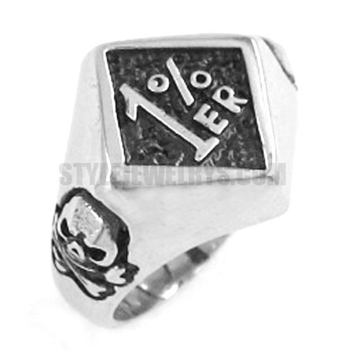 Stainless Steel Ring, One Percent Skull Ring SWR0220 - Click Image to Close